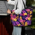 thumbnail image 4 of Wukai Purple Flower Print Zipper Bag,large Beach Tote Bag,Waterproof Sandproof Bag,Grocery and Picnic Tote Travel Bag, 4 of 5