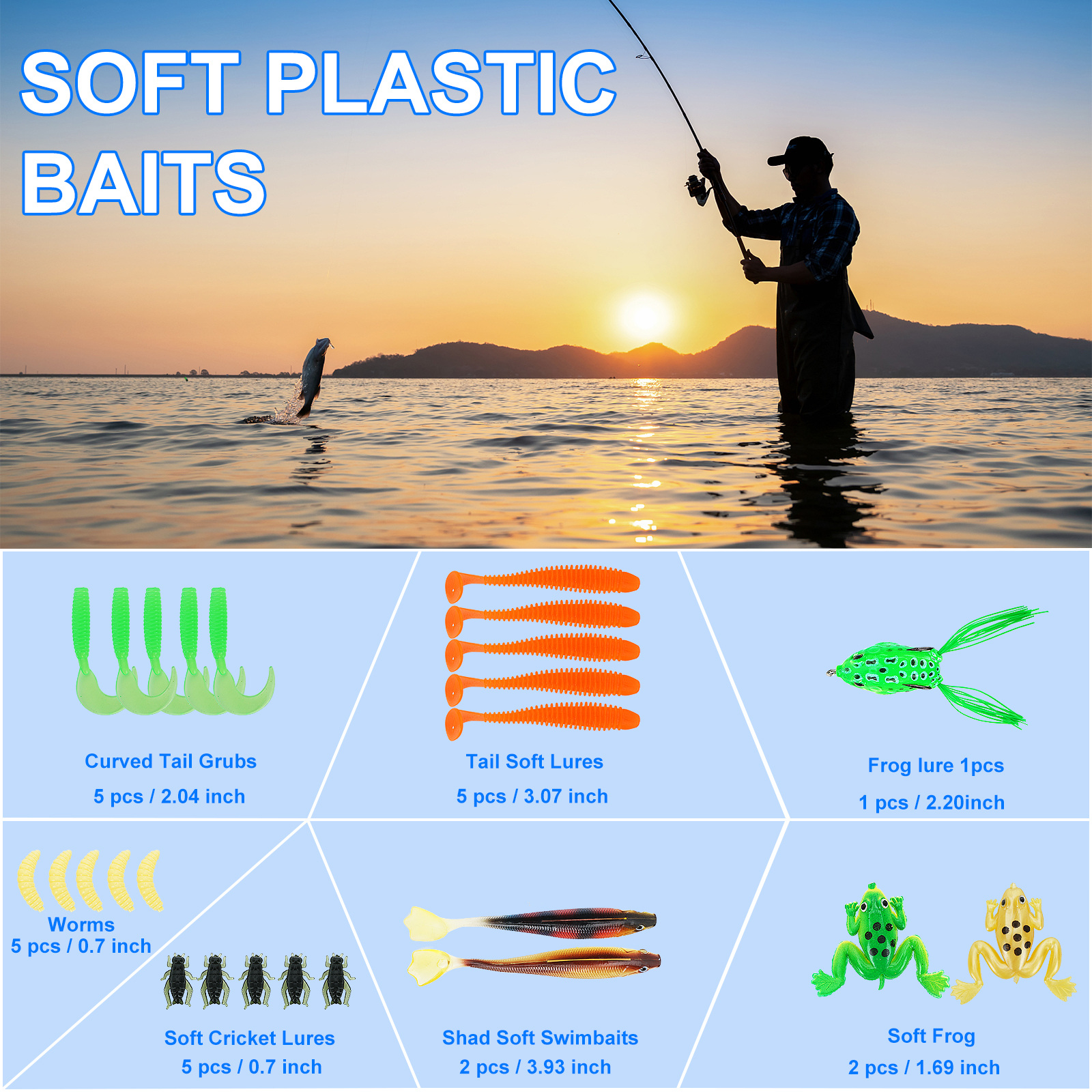 Fishing Lures Tackle Kit with Box, 92 Pieces photo 2