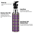 thumbnail image 3 of Yayeee 20oz Insulated Water Bottle Double Wall Stainless Steel with Flip Straw Lid, Gold and Green Floral Pattern, 3 of 7