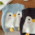 thumbnail image 3 of lnmuld Sweaters for Teens Winter Girls Knitted Vest Top Cute Penguin Print Round Neck Soft Warm Cardigan Sweater for and Kids Fashion Outerwear Size:2-3 Years, 3 of 8