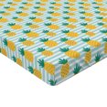 thumbnail image 2 of Ambesonne Pineapple Fitted Sheet 2 Pcs Set, Tropical Fruit on Stripes, Full, Earth Yellow Teal, 2 of 3