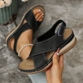 thumbnail image 2 of Eltusu Women Platform Sandals, Vacation PU Ankle Strap Open Toe Dress Sandals Shoes Black Size 6.5, 2 of 8