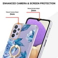 thumbnail image 3 of Allytech Galaxy A32 5G Case Cover, Soft TPU Back Cover with Ring Holder Stand Shockproof Anti-Scratch Slim Fit Bumper Phone Case for Samsung Galaxy A32 5G, Blue Flower, 3 of 4