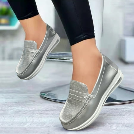 

Vedolay Casual Shoes For Women Casual Women Slip On Casual Shoes Round Toe Falt Comfort Loafers Blue 9