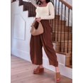 thumbnail image 6 of Womens High Waist Wide Leg Pants Loose Fit Casual Linen Blend Trousers Comfort Brown XXXL, 6 of 8