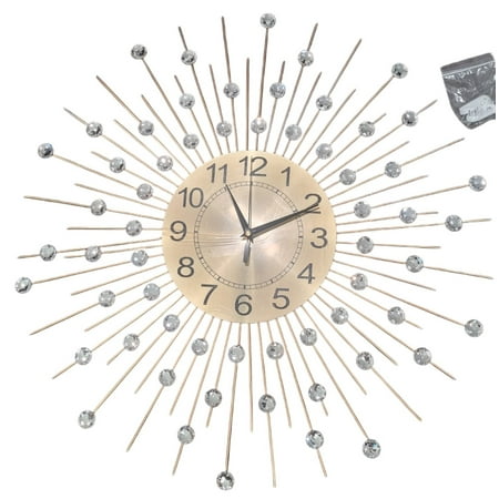 3D Metal Bedazzled Star/Sunburst Wall Clock, Extra Large 26x26, Silent Battery Operated Wall Décor