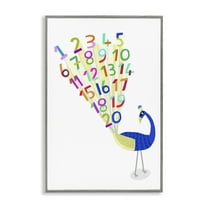 Stupell Industries Peacock with Numbers Animals & Insects Painting Gray Framed Art Print Wall Art, 20 x 30