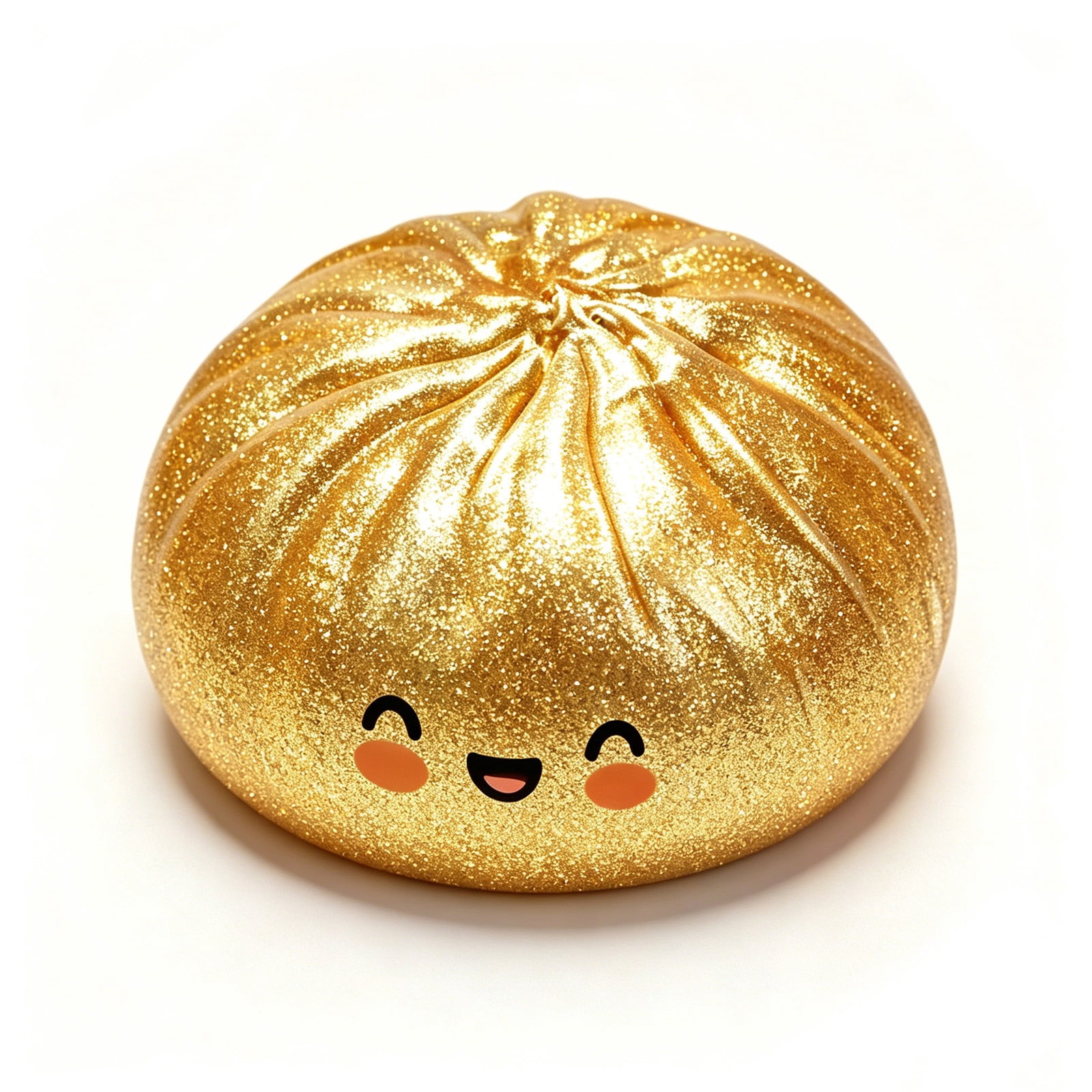 Golden Glitter Stuffed Bun Squishy Toy, Kawaii Dumpling Stress Ball with Mini Buns Inside, Slow Rising Fidget Toy for Anxiety Relief, Cute Desk Accessory & Office Gift