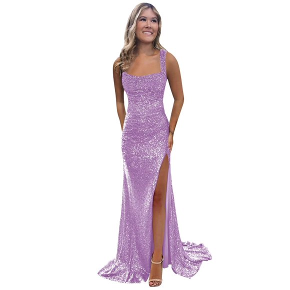 Vestido de fiesta BOLENSYE 2025 con diseño de sirena, lentejuelas, lila, talla 4, para mujer