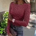 thumbnail image 3 of 2026 Long Sleeve Leopard Shirts for Women Crew Neck Tops for Everyday Wear, M, 3 of 6