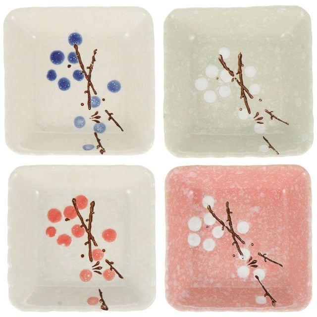 MasteelfCA 4 Pcs Practical Sauce Dishes Ceramic Seasoning Bowls Hand-painted Dipping Bowls