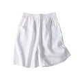 thumbnail image 5 of Tittly Shorts for Women Lounge Pants Women Women Summer Cotton Linen Shorts Elastic Waist Shorts Casual Wide Leg Loose Lightweight Short Pants Comfy Pants Women Flowy Shorts for Women White XL, 5 of 5