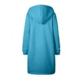 thumbnail image 6 of Htigea Long Hoodie for Women Zip Up Sweatshirt Drawstring Hooded Jacket Coat Casual Open Front Cardigan with Pockets Blue S, 6 of 6