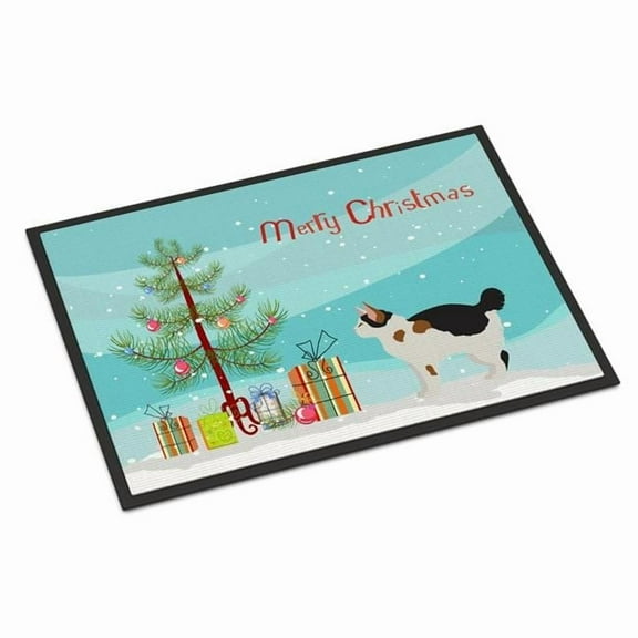 Carolines Treasures CK4654MAT 18 x 27 in. Manx No.3 Cat Merry Christmas Indoor or Outdoor Mat