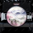 thumbnail image 1 of Mountain with Blossom Pattern Polyester Universal Spare Wheel Tire Cover Wheel Covers for Trailer RV SUV Truck Camper, 1 of 5