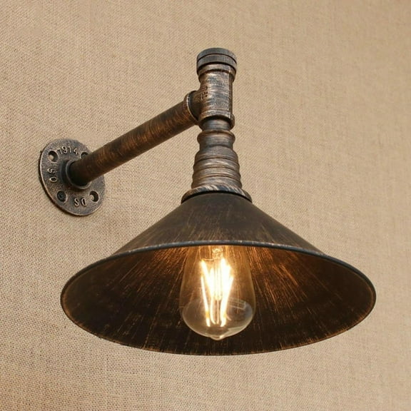 E27 Single Head Brass Vintage Water Pipe Wall Lantern Lights American Retro Industrial Metal Iron Wall Sconce Aisle Balcony Study Home Bar Lighting Wall Lamps