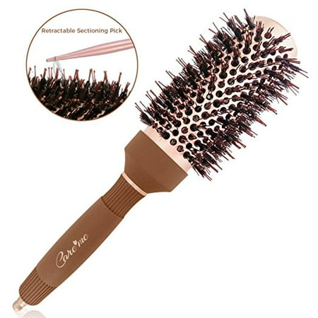 Care me Blow Dry Round Vented Hair Brush with Boar Bristles for Blowouts (1.7 inch) - Professional Salon Styling Brush for Healthy Shiny Frizz-Free Hair, Straight or
