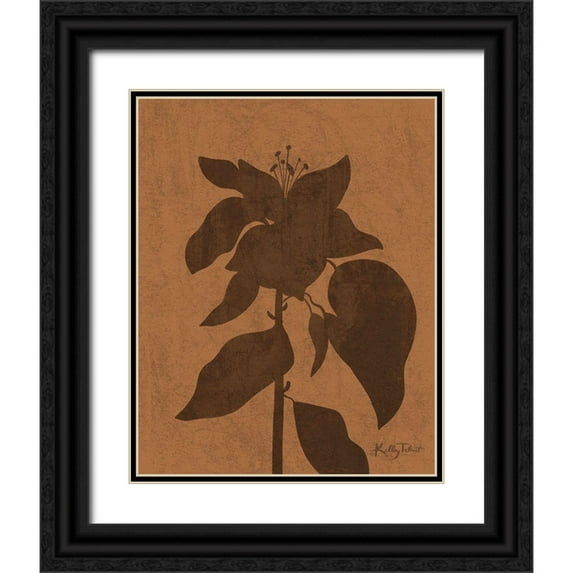 Talent, Kelley 26x32 Black Ornate Wood Framed with Double Matting Museum Art Print Titled - Terra Cotta Garden Silhouette