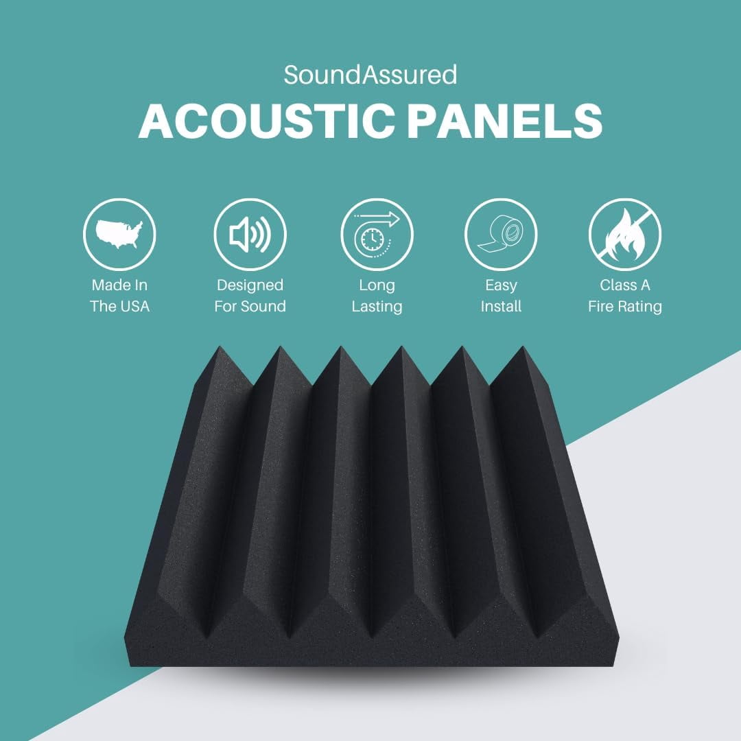 Soundproofing Acoustic Studio Foam - Burgundy Color - Wedge Style Panels 12”x12”x2” Tiles - 4 Pack