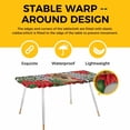 thumbnail image 4 of Christmas Table Cloths for 8 Foot Rectangle Tables, Red Cardinal Bird Poinsettia Pine Needles Plaid Patio Waterproof Elastic Fitted Tablecloths, Washable Rectangular Table Cover for Camping, 4 of 8