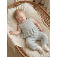 thumbnail image 5 of BemeyourBBs Toddler Baby Girl Summer Clothes Infant Baby Girl 2 Piece Summer Outfit Casual Striped Ruffled Hem V Neck Sleeveless Tank Tops and Wide Legs Pants 2 Pcs Set, 5 of 9