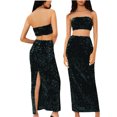 thumbnail image 2 of BLVB Women 2 Piece Outfits Sequin Long Maxi Skirt Sparkly Crop Bandeau Tube Top Glitter Set Clubwear Party Outfits, 2 of 6