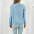 thumbnail image 4 of ZQGJB Cable Knitted Sweater for Women Casual Crewneck Warm Long Sleeve Hollow Pullover Knitwear Spring Trendy Button Decor Lightweight Jumper Tops(#03-Light Blue,M), 4 of 5