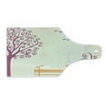 thumbnail image 1 of Nature Cutting Board, Pastel Color Nature Picture Curvy Lines Seagulls Bench and Tree Silhouettes Park, Tempered Glass Cutting and Serving Board, Wine Bottle Shape, Orange Purple, by Ambesonne, 1 of 1