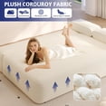 thumbnail image 4 of 2-in-1 Convertible Boneless Floor Sofa Bed with 3 Pillows, Multi-Functional 3-Seater Comfy Plush Corduroy Fabric Modular Sofa Couches Sleeper Bed for Living Room, Apartment, Bedroom, Beige, 4 of 9