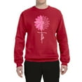 thumbnail image 2 of Wild Bobby, Faith Pink Ribbon Sunflower, Breast Cancer Awareness, Unisex Crewneck Graphic Sweatshirt, Red, 5X-Large, 2 of 5