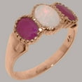 thumbnail image 2 of LBG British Made 10k Rose Gold ring with Natural Opal & Ruby Womens Anniversary Ring - 33 size options - Size 11.25, 2 of 7