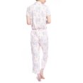 thumbnail image 2 of Hanes Women's Cottage Staycation Sleep Top and Pajama Pant Set, Mandarin Collar Pajama 22" Cropped Pant, Floral Bloom, Large, 2 of 3