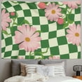 thumbnail image 2 of PRATYUS  Green 1960 Vintage Flowers Fabric Wall Hanging Retro Pastel Abstract Tapestry 60S 70S Floral Hippie Aesthetic White Green Plaid Home Decor Art for Living Room Dorm 60x50inch, 2 of 6