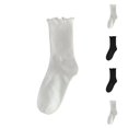 thumbnail image 4 of Purcolt Women's 1PC Ruffle Trim Ribbed Crew Socks Comfort Breathable Knit Mid Calf Socks with Scalloped Top for Casual School Work and Dress Wear, 4 of 4