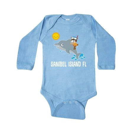 

Inktastic Sanibel Island Florida Dolphin Gift Baby Boy or Baby Girl Long Sleeve Bodysuit