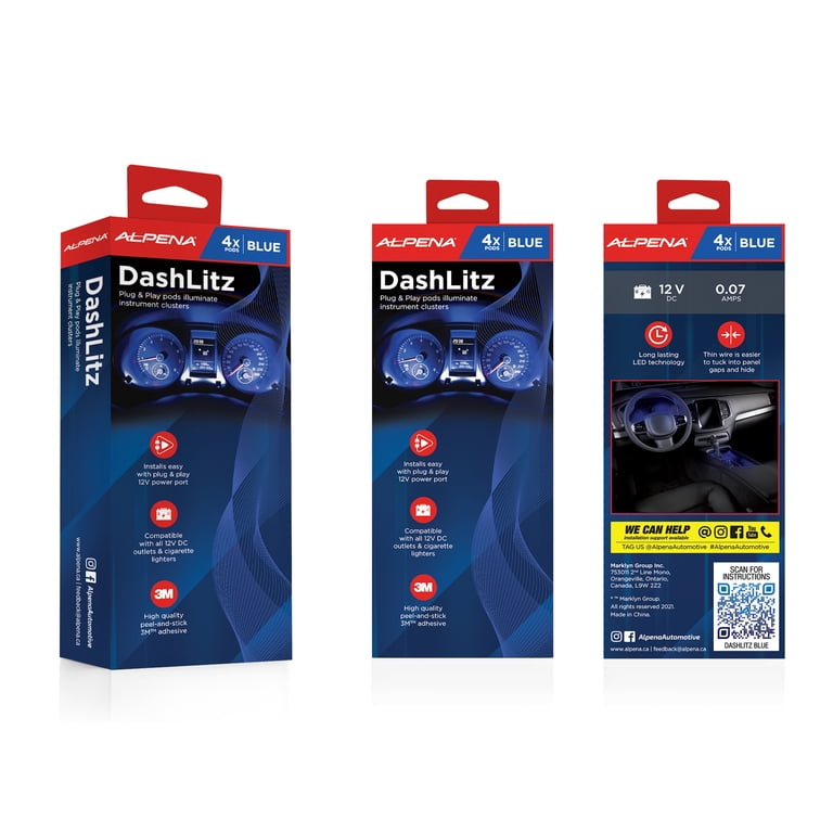 2 pack) Alpena DashLitz Blue Interior LED Accent Pods, 12V, Model