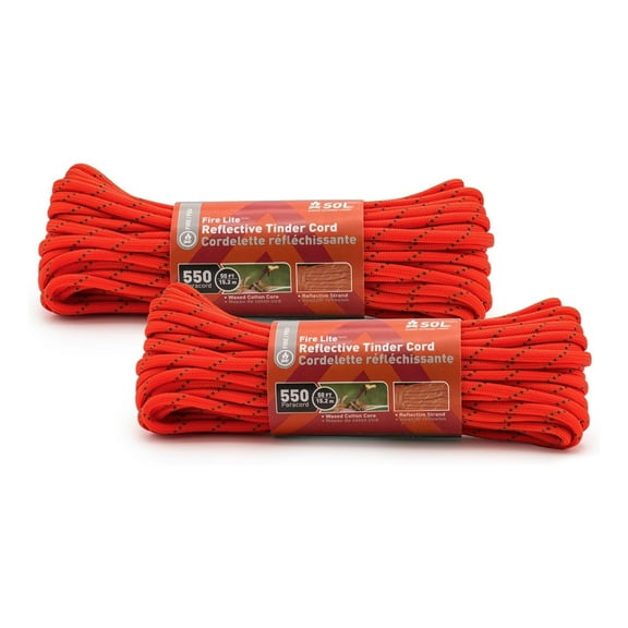 S.O.L. 550 Reflective Tinder Cord, 50ft (2 Pack)