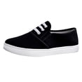 thumbnail image 3 of CHWshoes Canvas Tennis Shoes for Women Low Top Casual White Black Sneakers for Women Slip on Fashion Comfortable Walking Shoes，Blue Size 39, 3 of 3