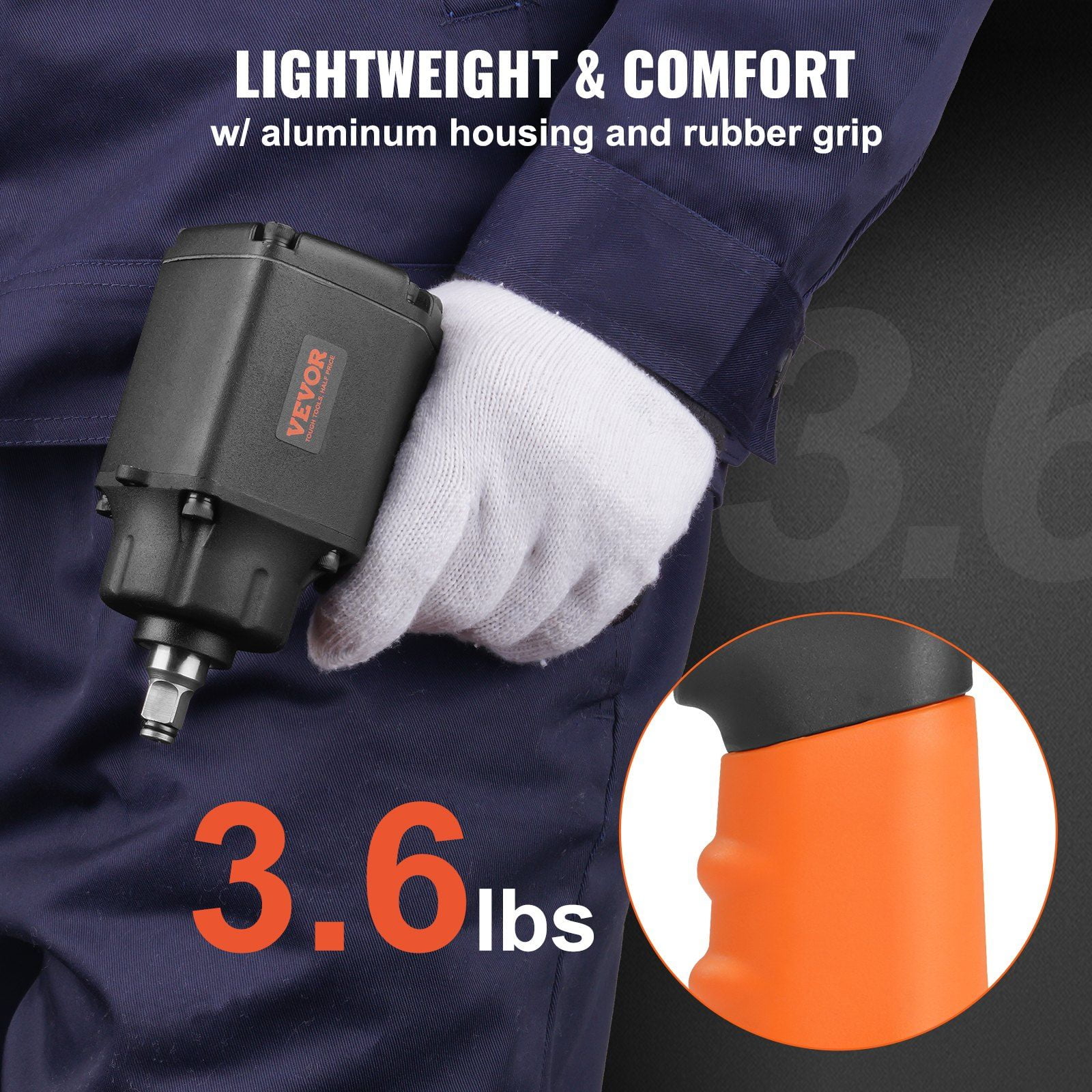 Air Impact Wrench 3/8 Inch Drive 690ft lbs Nut Busting Torque Lightweight Pneumatic Impact Gun for Auto Repair Maintenance