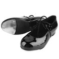 thumbnail image 3 of Zapatos de claqué de cuero de moda para niñas, color negro, talla 36, 3 of 8