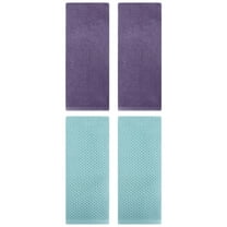Unique Bargains 4 Pcs Cotton Hand Towels 13" x 30" Light Blue/Dark Purple