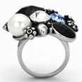 thumbnail image 3 of TK941 - High polished (no plating) Stainless Steel Ring with Synthetic Synthetic Glass in Jet, 3 of 4