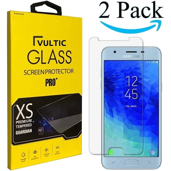 Vultic Galaxy J3 2018 Protecteur d'Écran en Verre Trempé [Compatible avec Étui] Couverture de Film pour Samsung Galaxy J3 (2018) [2 Pack]