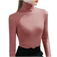 thumbnail image 1 of Besolor Womens Turtleneck Long Sleeve Tops Slim Fitted Basic Shirts Plus Size Solid Color Going out Tees Tights, 1 of 3