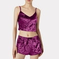 thumbnail image 2 of 2025 Ensembles de Pyjama pour Femmes Femmes Velours 2 Pyjamas à Imprimé Vache Femmes Pièces Combinaison Tenue Sans Manches Vin Gl Pyjamas pour Femmes Haut Court Camisole +, 2 of 7
