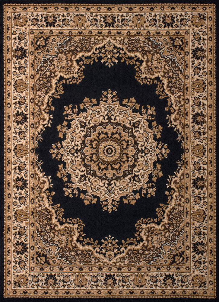 Designer Home Soft Traditional Oriental Area Rug with Center Medallion - Actual Size: 5' 3" x 7' 2" Rectangle (Black) - image 2 of 5