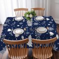 thumbnail image 3 of Navy Blue Christmas Table Cloth Waterproof Tablecloths, Xmas Trees Snowflake Winter Botanical Tablecloth Dining Table Cover for Kitchen Party Tabletop Outdoor, Rectangle Tablecloth 52x70 Inch, 3 of 9