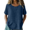 thumbnail image 5 of GZWYHT Linen Tops For WomenGauze Casual Dressy Blouse Outfits Trendy Boho Outfits Crewneck Short Sleeve Solid Shirts Casual Summer Loose Fit Trendy Outfits, 5 of 6