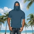 thumbnail image 2 of hotojiny Men's Performance Sun Shirts with Mask Hiking Fishing Hoodie Summer Workout Sport Short Sleeve Cooling Tops, 2 of 7