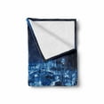 thumbnail image 2 of Travel Soft Flannel Fleece Blanket, Aerial View Tel Aviv Night Ayalon Highway City Life Modern Panorama Photo, Cozy Plush for Indoor and Outdoor Use, 50" x 70", Dark Blue Pale Blue, by Ambesonne, 2 of 6